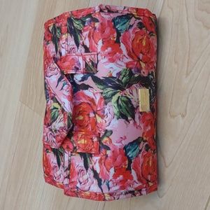 JM (Joy Mangano) New York Pink Floral Traveling Makeup/Jewelry/Craft Tote.